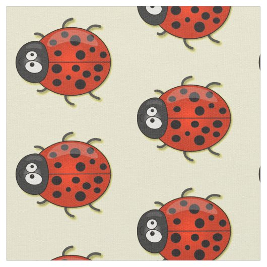Niedliche , rote Ladybug-Cartoon-Abbildung Stoff (Nahaufnahme)