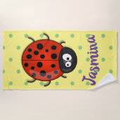 Niedliche , rote Ladybug-Cartoon-Abbildung Strandtuch (Vorderseite)