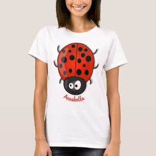 Niedliche , rote Ladybug-Cartoon-Abbildung T-Shirt