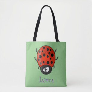 Niedliche , rote Ladybug-Cartoon-Abbildung Tasche