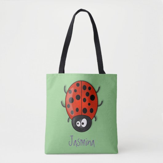 Niedliche , rote Ladybug-Cartoon-Abbildung Tasche (Vorderseite)