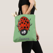 Niedliche , rote Ladybug-Cartoon-Abbildung Tasche (Von Nahem)