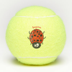 Niedliche , rote Ladybug-Cartoon-Abbildung Tennisbälle