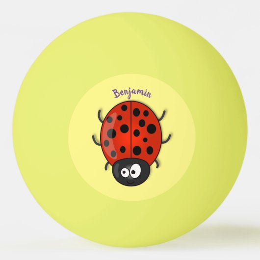 Niedliche , rote Ladybug-Cartoon-Abbildung Tischtennisball (Vorderseite)