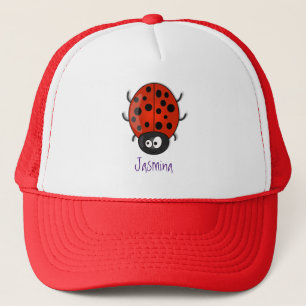 Niedliche , rote Ladybug-Cartoon-Abbildung Truckerkappe
