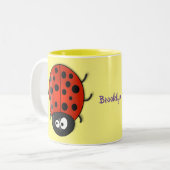 Niedliche , rote Ladybug-Cartoon-Abbildung Zweifarbige Tasse (Vorderseite Links)