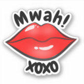 Niedliche Rote Lippen Funny Cartoon XOXO Aufkleber (Vorderseite)