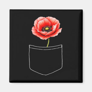Niedliche Rote Mohnblume Blume am Pocket-Gedenktag Magnet
