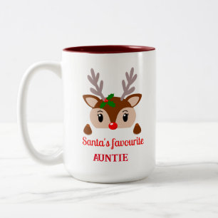 Niedliche Rote Nase Rentier, Kakaoherbst Zweifarbige Tasse