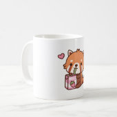 Niedliche Rote Panda-Lieben trinken Erdbeermilch Kaffeetasse (Vorderseite Links)