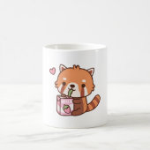Niedliche Rote Panda-Lieben trinken Erdbeermilch Kaffeetasse (Mittel)