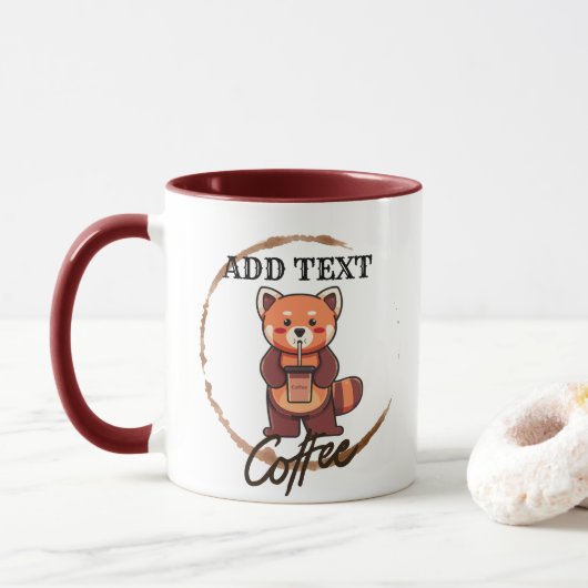 Niedliche rote Panda Tiere Kaffee Tee Custom Shop  Tasse (Mit Donut)