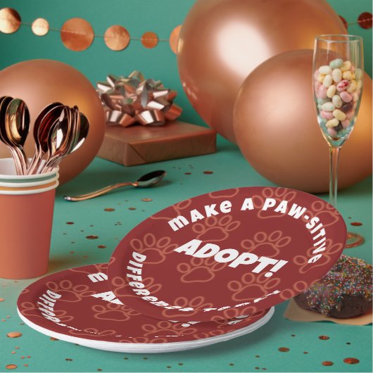 Niedliche rote Pawprints Machen Sie einen paw-siti Pappteller (Multi)