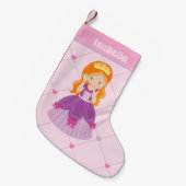 Niedliche rote Prinzessin Girl Pink Hörner nach Ma Kleiner Weihnachtsstrumpf (Vorderansicht (hängend))