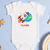 Niedliche Rote Rakete im Weltraum Baby Strampler