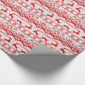 Niedliche Rote Rentiere und Schneeflocken Geschenkpapier (Ecke)