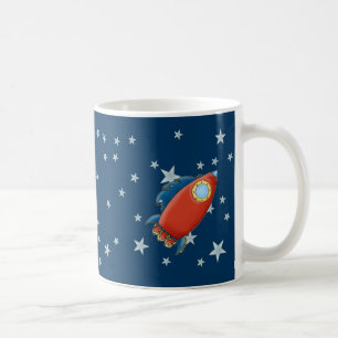 Niedliche rote Rocket- u. Stern-Tassen Kaffeetasse