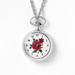 Niedliche rote Rose Blume Liebhaber Armbanduhr