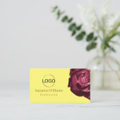 Niedliche Rote Rose Schlicht Gelb mit Logo Visitenkarte (Stehend Vorderseite)