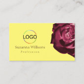 Niedliche Rote Rose Schlicht Gelb mit Logo Visitenkarte (Vorderseite)