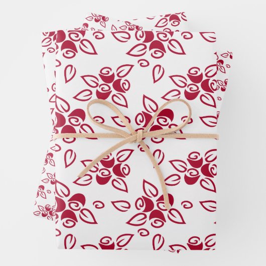 Niedliche Rote Rosen Muster-Papierblätter für Moti Geschenkpapier Set (Beispiel)
