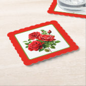 Niedliche rote Rosen Party Untersetzer (angewinkelt)
