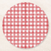 Niedliche rote Spitze kariertes Vintages Bauernnet Runder Pappuntersetzer (Vorderseite)