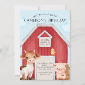 Niedliche Rote Stalltiere und landwirtschaftliche  Einladung (Vorderseite)