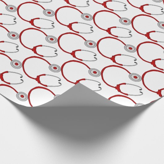 Niedliche rote Stethoskop-Krankenschwester Geschenkpapier (Ecke)