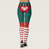 Niedliche Rote Streifen Candy Cane Elf Womens Leggings (Rückseite)