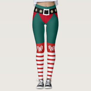 Niedliche Rote Streifen Candy Cane Elf Womens Leggings