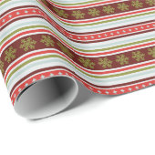 niedliche rote Streifen mit Schneeflocken Geschenk Geschenkpapier (Rolleneckpunkt)