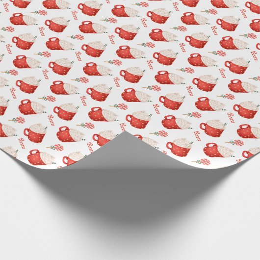 Niedliche Rote Tasse Peppermint Weihnachten Geschenkpapier (Ecke)