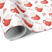 Niedliche Rote Tasse Peppermint Weihnachten Geschenkpapier (Rolleneckpunkt)