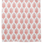 Niedliche rote und weiße Damast-Katzenmuster Duschvorhang (Vorderseite)