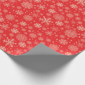 Niedliche rote Weihnachtsschneeflocken - Geschenkpapier (Ecke)