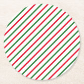 Niedliche, rote, weiße, schwarze Streifen Runder Pappuntersetzer (Vorderseite)