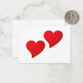 Niedliche rote zwei Herzen minimalistischer Valent Mitteilungskarte (Vorderseite/Rückseite Beispiel)