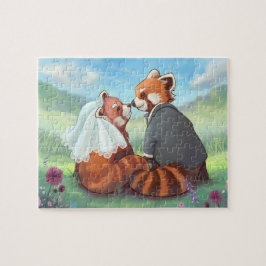 Niedliche roter Panda-Paare in der Liebe Puzzle