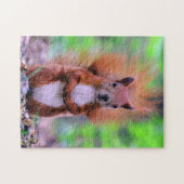 Niedliche rotes Eichhörnchen-Fotografie Puzzle (Horizontal)