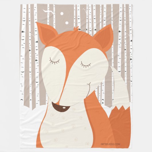 Niedliche Rotfuchs-Waldbäume Fleecedecke (Vorderseite)