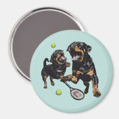 Niedliche Rottweiler Hunde Tennis spielen Magnet (Vorderseite/Rückseite)