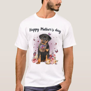 Niedliche Rottweiler Mama Blume Glücklich Mutterta T-Shirt