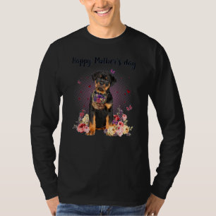 Niedliche Rottweiler Mama Blume Glücklich Mutterta T-Shirt