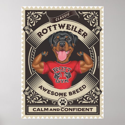 Niedliche Rottweiler-Muskeln Poster (Vorne)