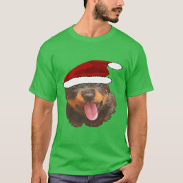Niedliche Rottweiler Pup Weihnachtsmannmütze T-Shirt