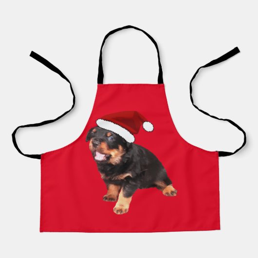 Niedliche Rottweiler-Weihnachtsmannmütze für Welpe Schürze (Vorderseite)