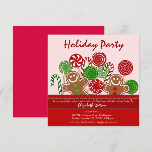 Niedliche Rotweihnachtskuchen Einladung (Vorne/Hinten)