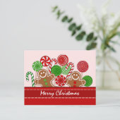 Niedliche Rotweihnachtskuchen Feiertagspostkarte (Stehend Vorderseite)