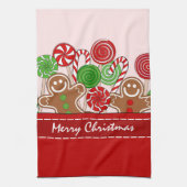 Niedliche Rotweihnachtskuchen Geschirrtuch (Vertikal)